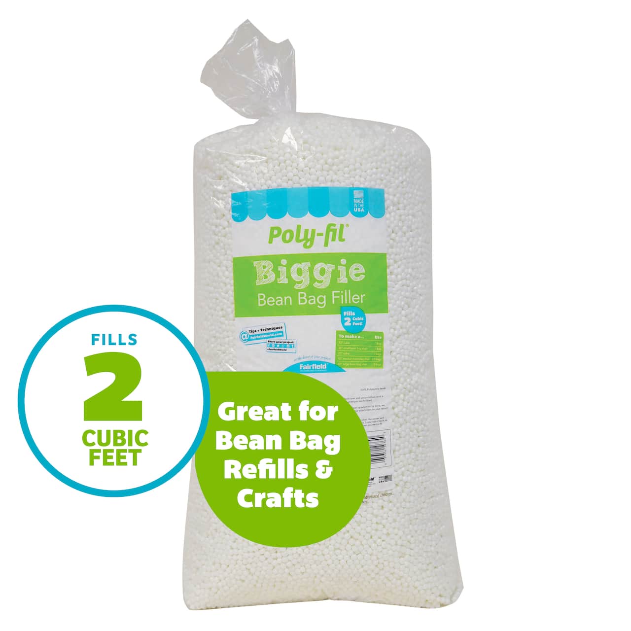 6 Pack: Poly-Fil® 16oz. Biggie Bean Bag Filler